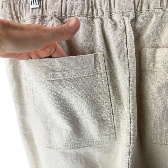 ASOS Design Wide Straight Leg Pants Pintuck Cotton Linen Blend Neutral Unisex M - Picture 5 of 7